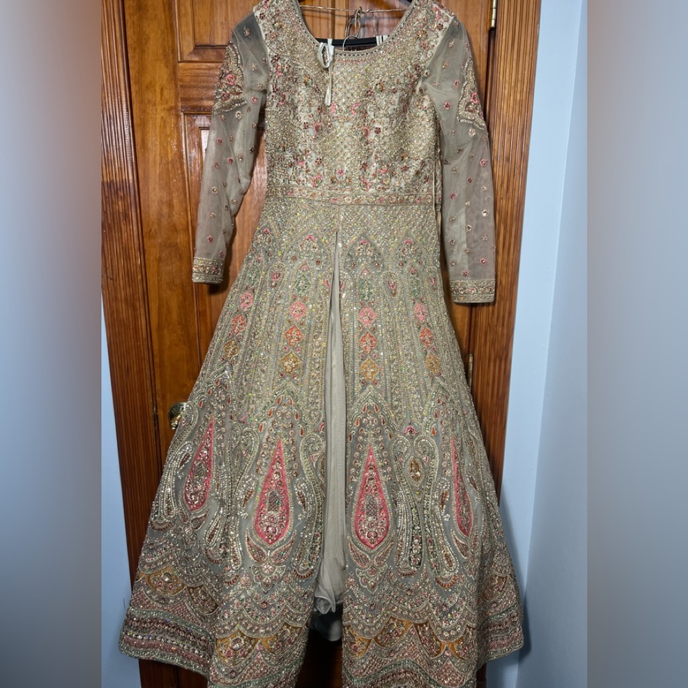Embellished Long Sleeve Gown